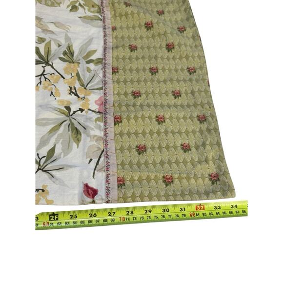 Vintage‎ Floral Queen Pillowcase Sham Green Pink Roses Cottagecore Shabby Set - Picture 8 of 12